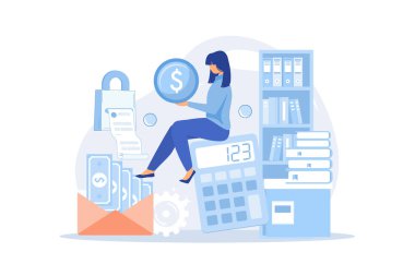 Kişisel bilgileri güncellemek, kayıt talep belgeleri, mecazlar ayarlandı. Vergi beyannamesi, gelir bilgilerinizi bildirin. Vergi kredileri, harcamalar, mali raporlar. düz modern tasarım çizimi