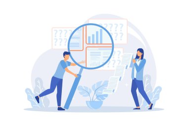 Rekabetçi araştırma, analiz, strateji geliştirme Düz vektör Modern illüstrasyon