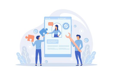 SSS web sitesi destek sayfası, rehberler sayfası. Sıklıkla sorulan sorular veya sorular ve cevaplar, müşteri veya müşteri desteği, ürün ve servis bilgisi düz modern tasarım illüstrasyonu