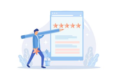 Geribildirim Kurumu web sitesi, menü çubuğu, müşteri geribildirim sayfası, size fikir, site navigasyonu, kullanıcı deneyimi, web ögesi, izlenim düz tasarım modern illüstrasyon
