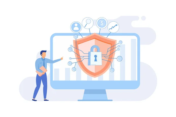 Cyber Sicherheitsrisiko Analyse Des Cyber Sicherheitsberichts Risikominderungsmanagement Schutzstrategie Identifizierung Digitaler — Stockvektor