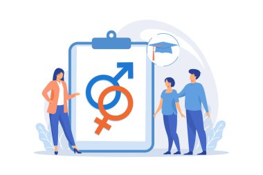 Cinsel eğitim, cinsel sağlık öğretimi, cinsel eğitim dersleri, insan cinselliği, duygusal ilişkiler ve sorumluluklar düz tasarım modern tasarım
