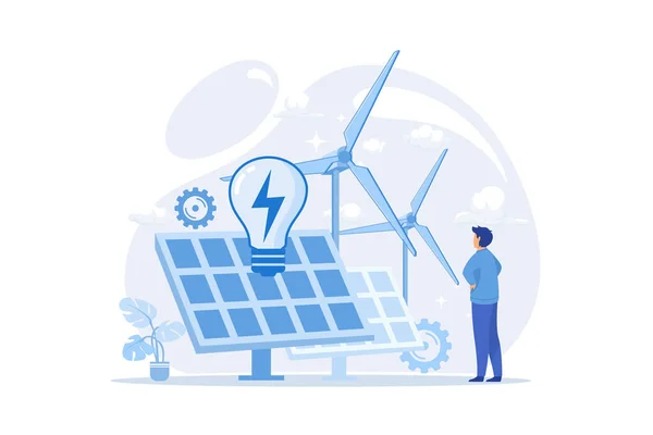 Alternative Energie Grüne Alternative Energietechnologien Umweltfreundlich Nuklear Erneuerbare Quellen Sonnenkollektoren — Stockvektor