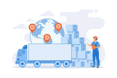 Dünya çapında dağıtım hizmeti iste. Depo ürünleri deposu. Ulaşım deposu, tahvil deposu, mal taşıma süreci..