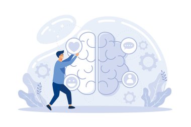 Motivasyonal yaratıcı metafor, kalıpların dışında düşünme, farklı duygusal zeka. Farklı olmak, kalabalık vektör illüstrasyonundan uzak durmak.