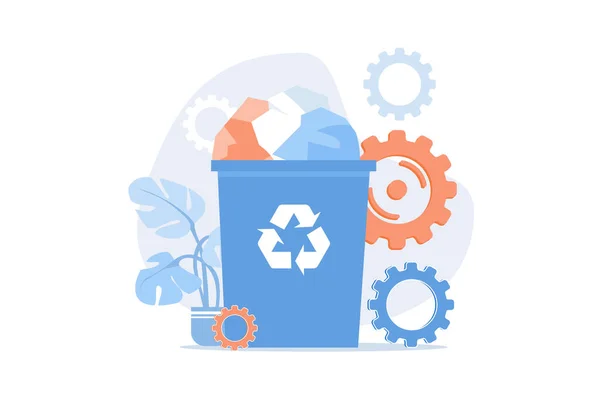 Odpadkový Koš Nakládání Odpadky Recyklovatelný Odpad Třídění Odpadu Recyklace Novinových — Stockový vektor