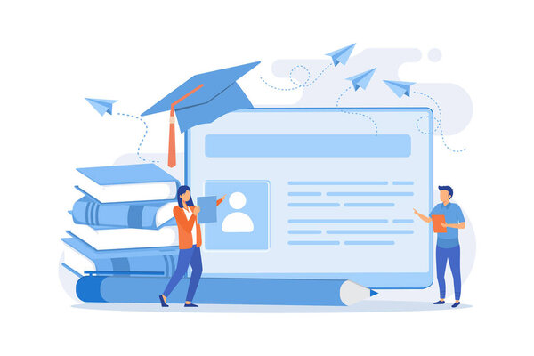 Школьная смарт-карта с фото и пользователями. Профиль учащихся и посещаемость школы, идентификация учащихся с микрочипом, доступ к школе и концепция оплаты. Векторная иллюстрация