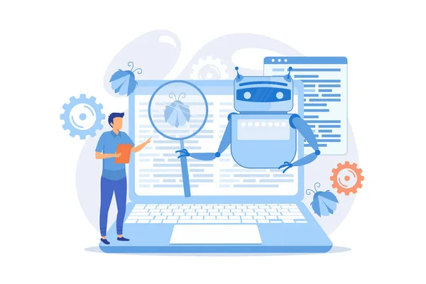 Controller Reading Regulations Robot Artificial Intelligence Regulations Limitations Development Vector — Stock Vector