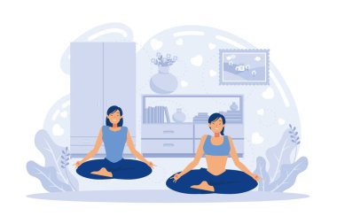Yoga okulu soyut konsept vektör çizimi. Yoga ve fitness stüdyosu, meditasyon okulu, sertifikalı öğretmen, sınıf seviyesi, abonelik online, düz vektör modern illüstrasyon