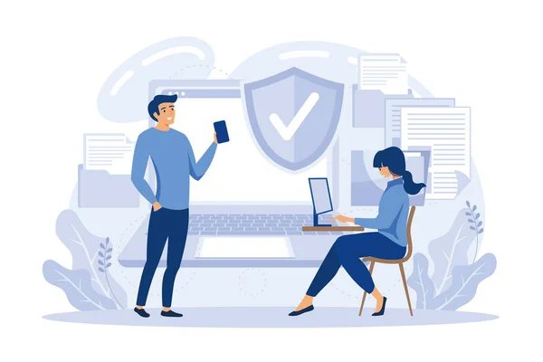 Privacybeleid Privacy Beschermen Vector Kleurrijke Illustratie Het Concept Van Bescherming — Stockvector