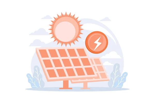 Solarenergietechnologie Alternative Ressourcen Ökostrom Erneuerbare Energien Vektor Illustration Für Solarbatterien — Stockvektor