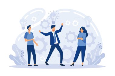 Motivasyonal yaratıcı metafor, kalıpların dışında düşünme, farklı duygusal zeka. Farklı olmak, kalabalık vektör illüstrasyonundan uzak durmak.