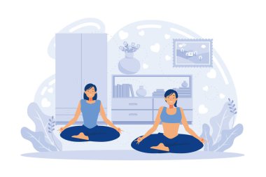 Yoga okulu soyut konsept vektör çizimi. Yoga ve fitness stüdyosu, meditasyon okulu, sertifikalı öğretmen, sınıf seviyesi, abonelik online, düz vektör modern illüstrasyon