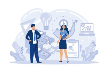 Ekonomi finans ve mühendislik grafiği. Ekonomik büyüme ve gelişme. Entelektüel sermaye. Borsa verileri. Yatırımlar için ticari çözümler, analiz konsepti. düz vektör illüstrasyonu