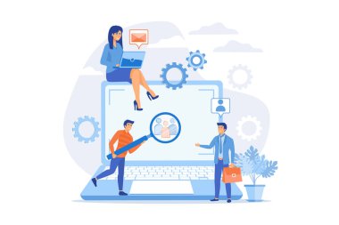 Pazarlama stratejisi, promosyon kampanyası. Kafa avcılığı ajansı. Pazar segmentasyonu, reklamlar, hedef pazar, hedef grup, hedef müşteri konsepti. düz vektör modern illüstrasyon