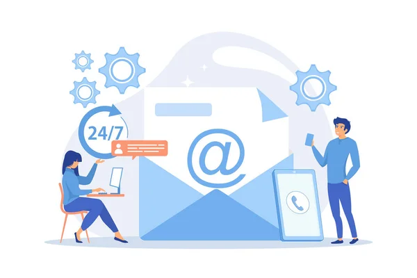 Mail Marketing Internetes Csevegés Órás Támogatás Lépjen Kapcsolatba Velünk Kezdeményezzen — Stock Vector