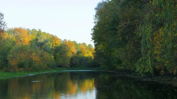 Jezioro Jesienią Jesień Parku Jesienny Krajobraz Jeziorem — Zdjęcie stockowe