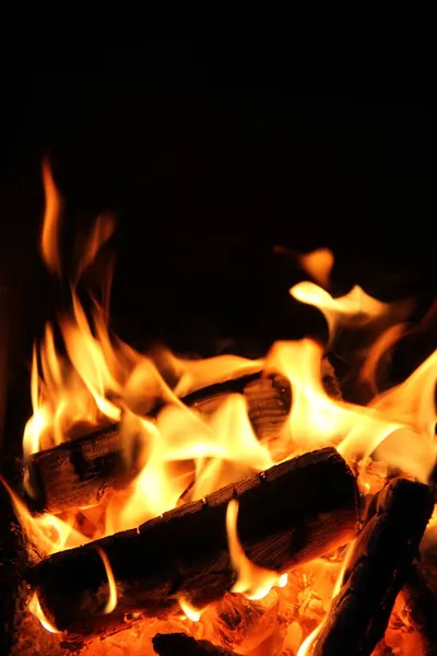 Barbekü Izgarasında Yangın Şöminede Yanan Bir Ateş Şöminede Yangın Var — Stok fotoğraf