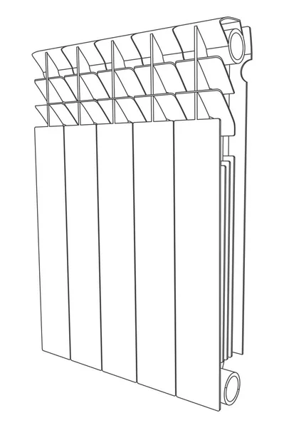 Section Liaison Vectorielle Chauffage Radiateur Perspective Vue — Image vectorielle