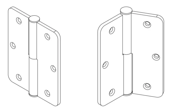 Vector Simple Puerta Isométrica Bisagra Contorno Ilustración — Vector de stock