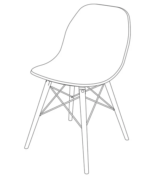 Silla Moderna Vectorial Con Ilustración Contorno Asiento Plástico — Vector de stock