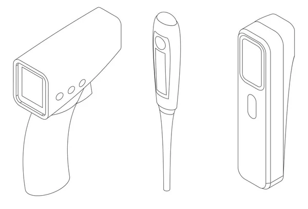 Vectorset Van Digitale Thermometers Temperatuurregelaars — Stockvector