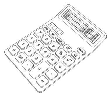 Özet perspektif görünümünde vektör hesap makinesi çizimi