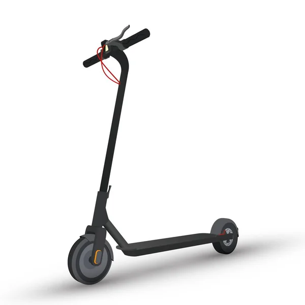 Beyaz renkte izole edilmiş siyah elektrikli scooter 'ın vektör ayrıntılı çizimi