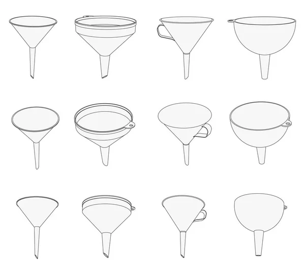 Vector Keukentrechter Voor Het Invullen Van Verschillende Perspectieven — Stockvector