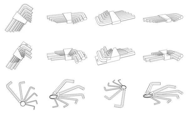 Allen Anahtarı Setinin Vektör Illüstrasyonu — Stok Vektör