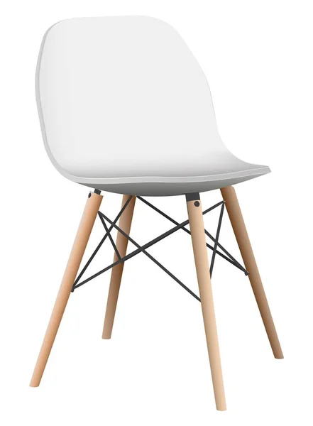 Ilustração Vetorial Cadeira Plástico Branco Com Pernas Madeira —  Vetores de Stock
