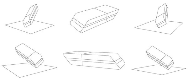 Vektor Realistischer Gummiradiergummi Für Schulumrisse — Stockvektor