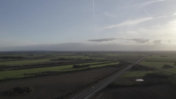Drone Shot Field Denmark — стоковое видео