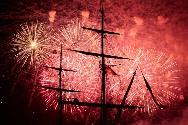 Amazing Firework Show Tall Ship Race 2022 Aalborg — Stock Photo, Image