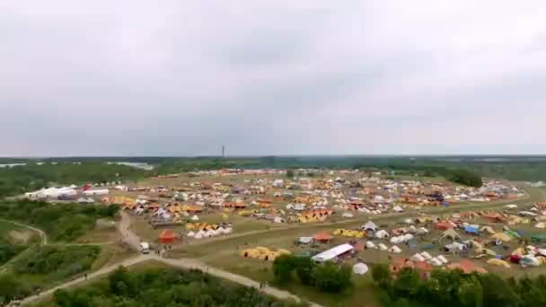 Zeltpanorama Auf Einem Großen Feld Dänemark — Stockvideo