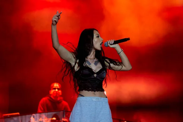 Danish Rap Artist Tessa Singing Nibe Festival — Stock fotografie