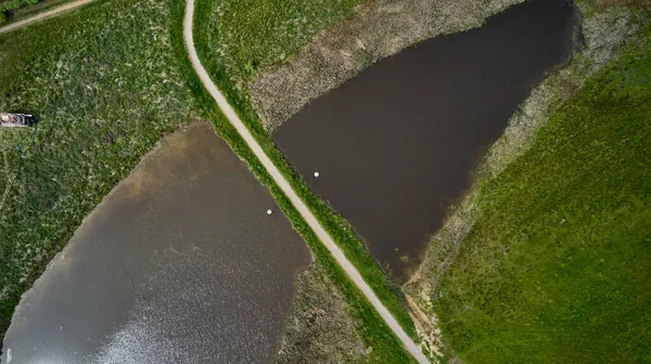 Puente Sobre Drone Lago Disparo —  Fotos de Stock