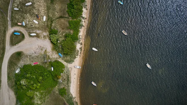drone view of boats in the water