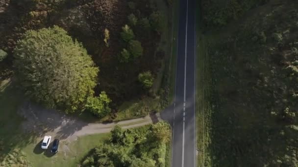 Dron Projíždí Národním Parkem Rebild Bakker Denmarku — Stock video