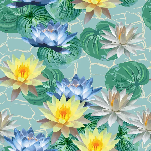 Patroon van prachtige lotussen — Stockvector