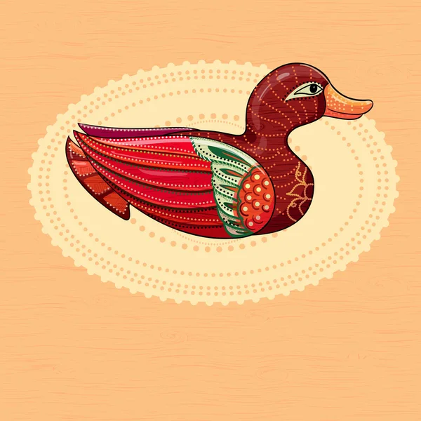 Decorative wooden duck — Stock Vector