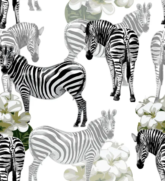 Zebras seamless modeli — Stok Vektör