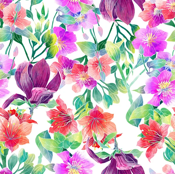 Pattern of exotic flowers — Stock Photo, Image