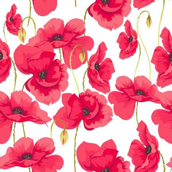 Modèle de fleurs de pavot — Image vectorielle