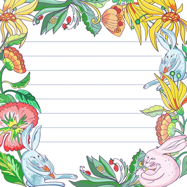 Patrón de conejitos y flores — Archivo Imágenes Vectoriales