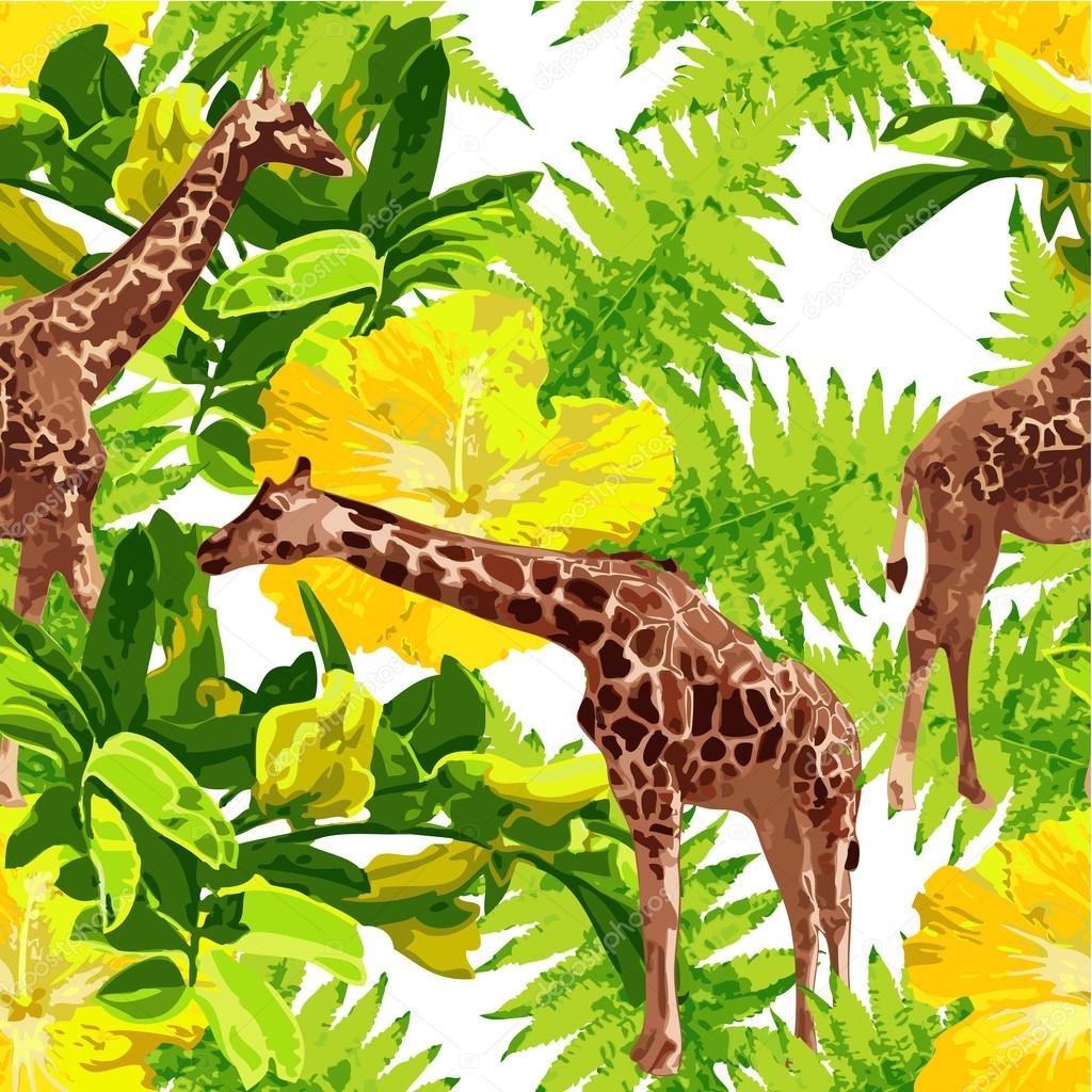 Seamless pattern with giraffes