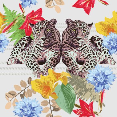 Leopards and flowers