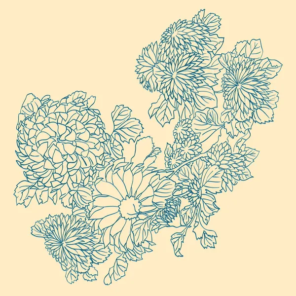 Bloemen in Japanse stijl — Stockvector