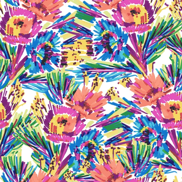 シームレス パターンの様式化された花 — ストックベクタ