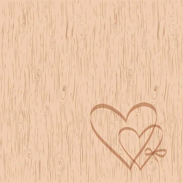 Textura de madeira com corações — Vetor de Stock